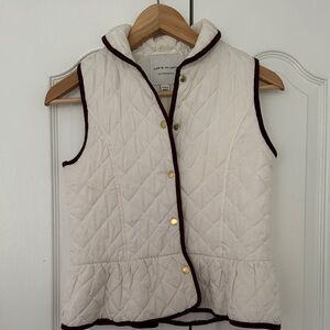 Janie and Jack Cream Quilted Peplum Vest with Brown Trim size 10-12.
